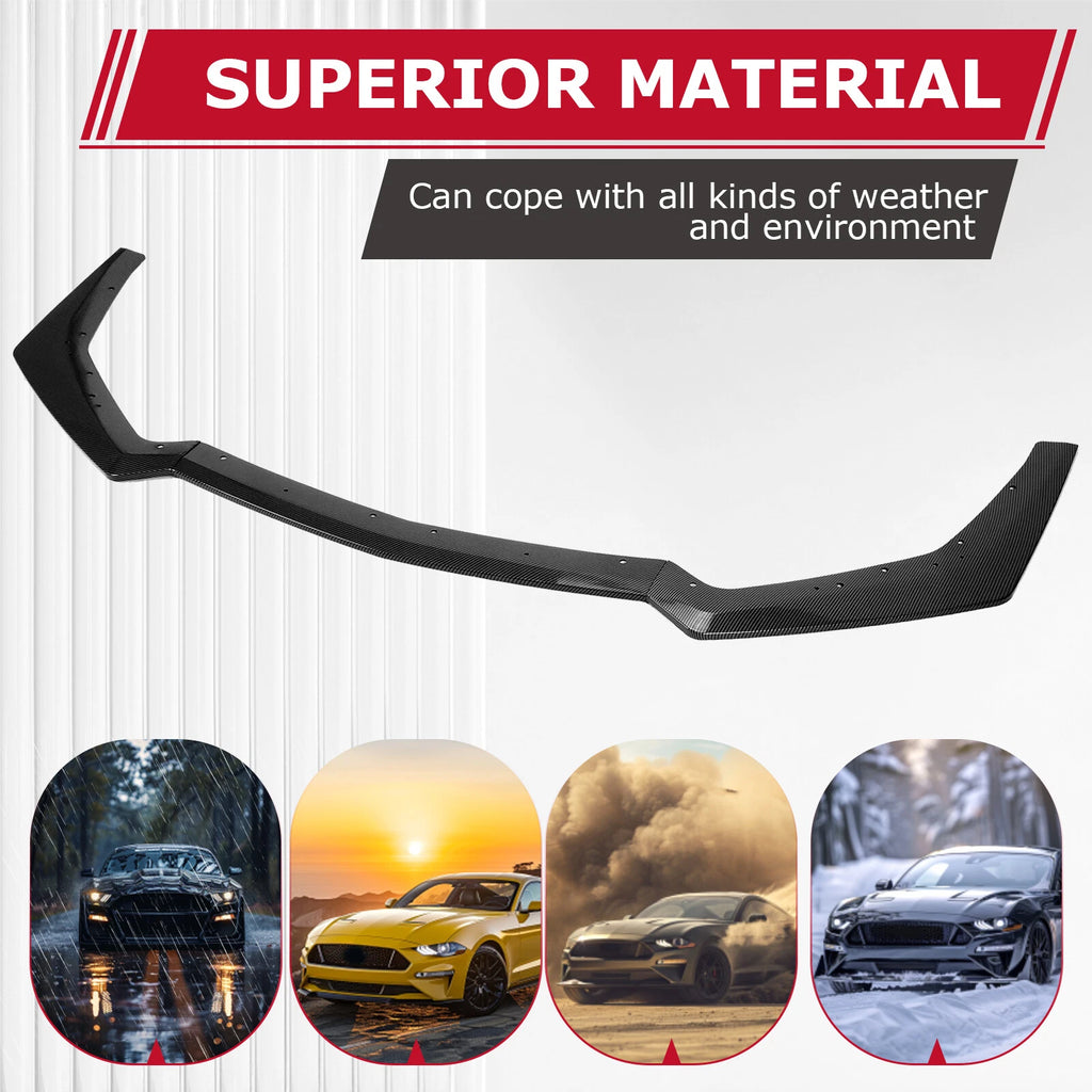 Carbon Look GT-Style Front Bumper Splitter Lip for Ford Mustang (2018–2023)
