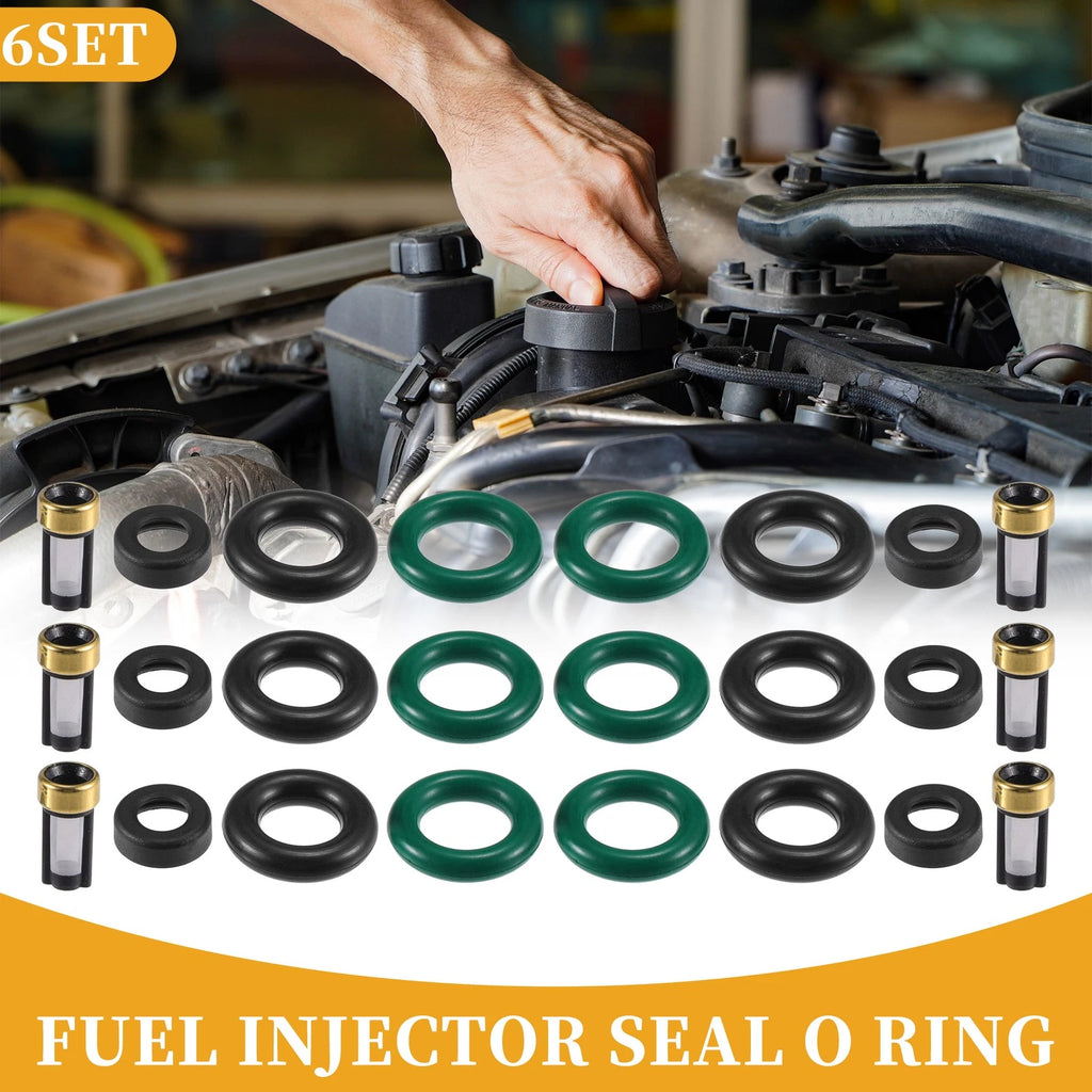 Set of 6 Fuel Injector Seal O Rings for Honda Accord (2008–2017) NBR Rubber