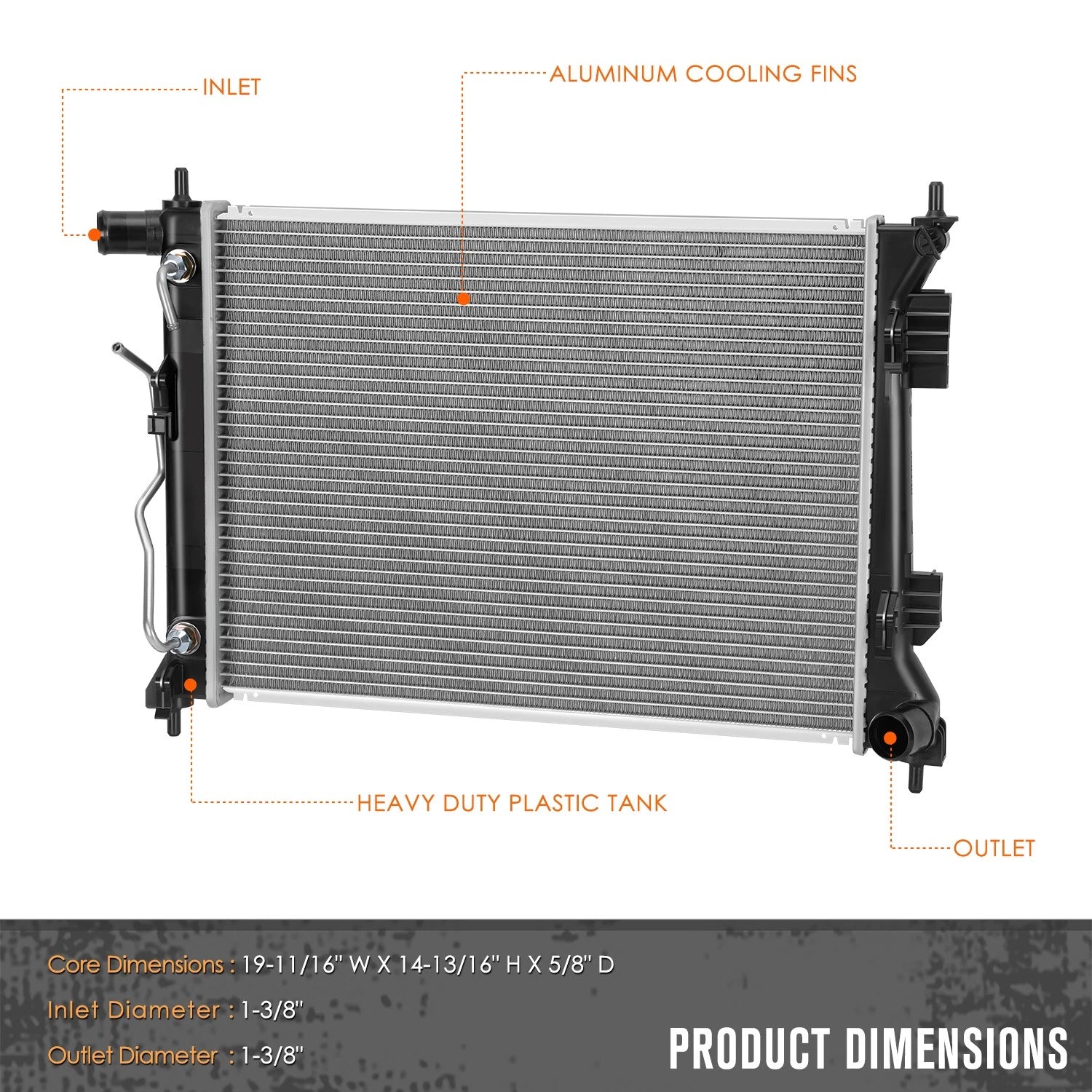 OE Style Aluminum Radiator for Hyundai Accent, Kia Rio (2012–2017) DPI-13253