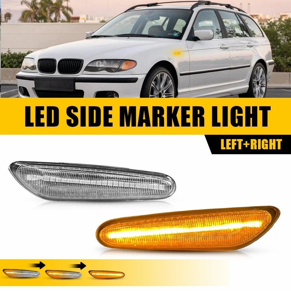 2X Dynamic LED Side Marker Signal Light for BMW E90 E91 E92 E60 E61 E82 (2007–2013)