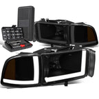 LED DRL Tinted Amber Side Headlight Lamps for Dodge Ram Truck (1994–2002)