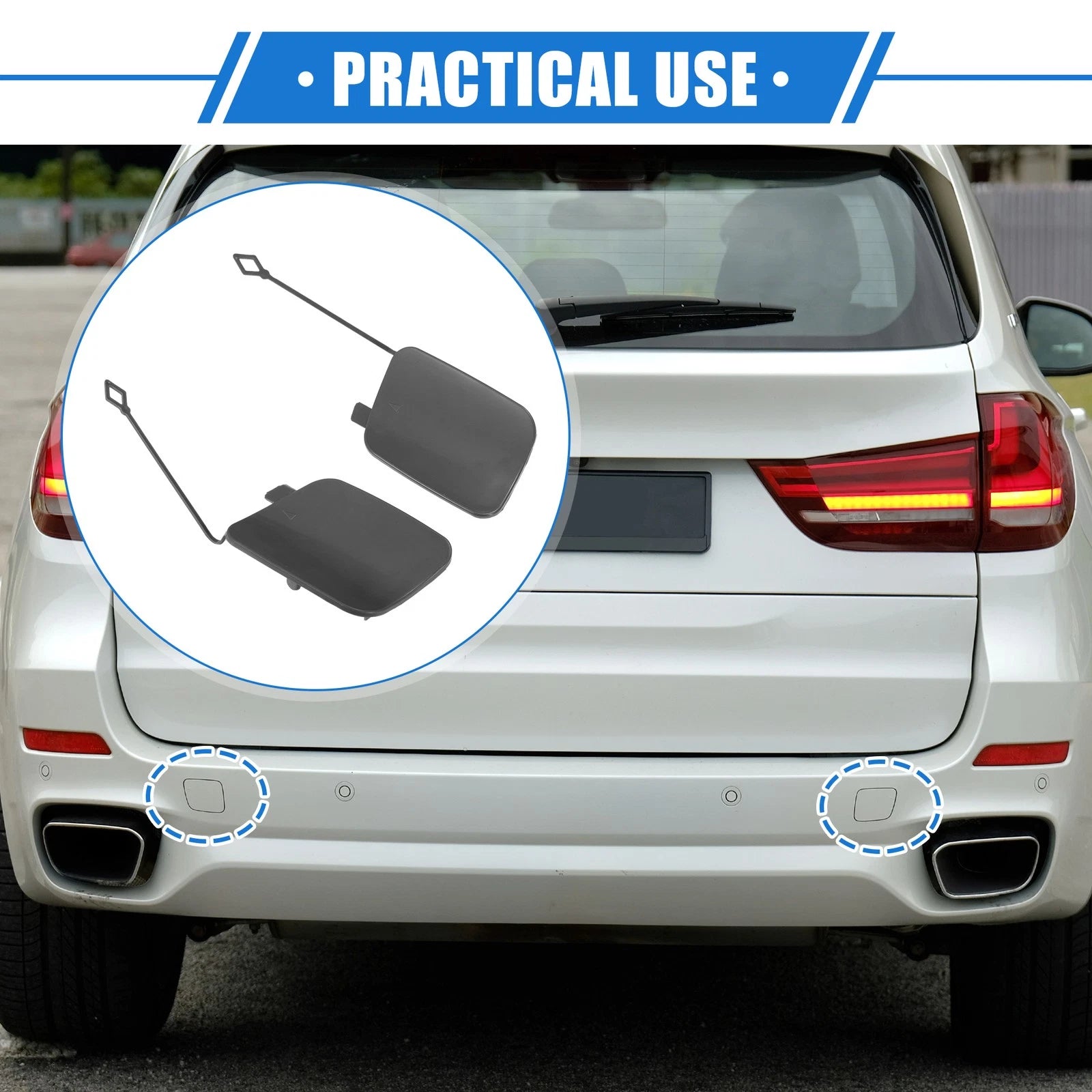 1 Pair Rear Tow Hook Eye Hole Cover Cap for BMW X5 (2016–2018) Gray