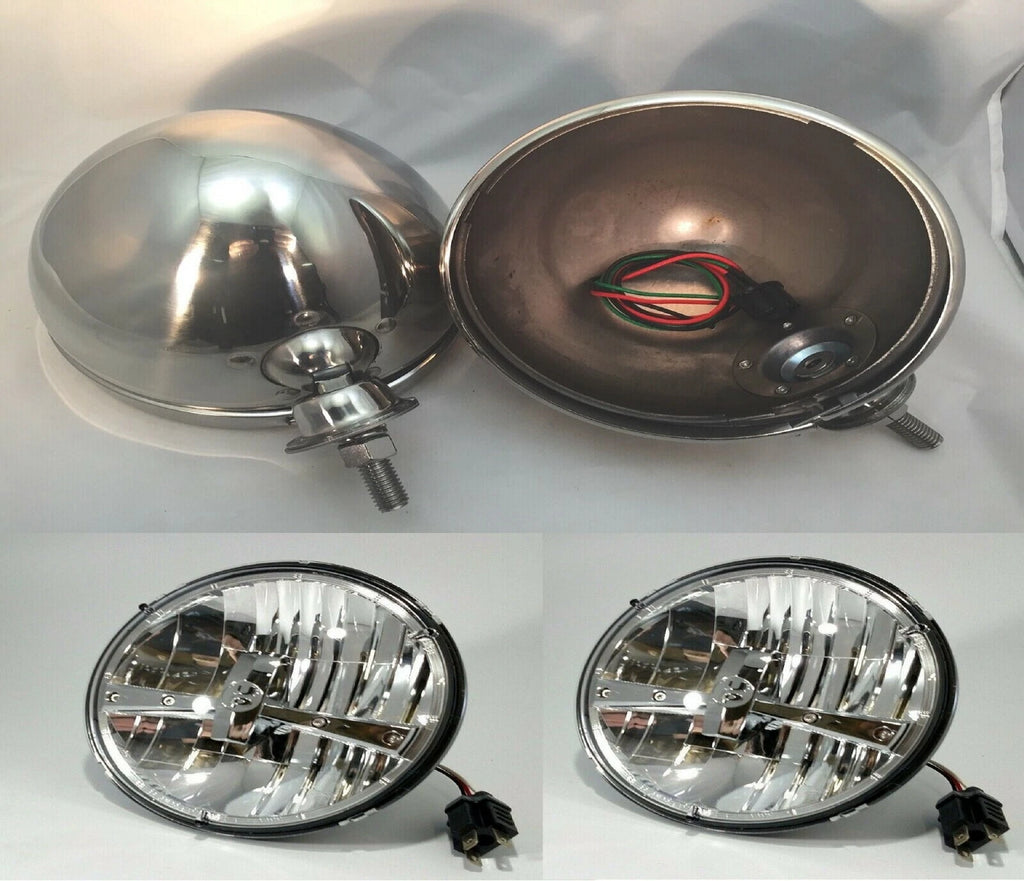 Headlight Bucket Pair Stainless Dual Function LED for Chevy Silverado (2014–2018)