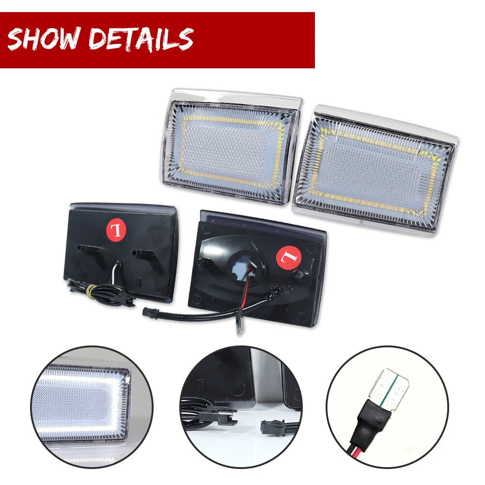 Clear White LED Side Marker Lights for Chevrolet C/K 1500 2500 3500 (1988–1993)