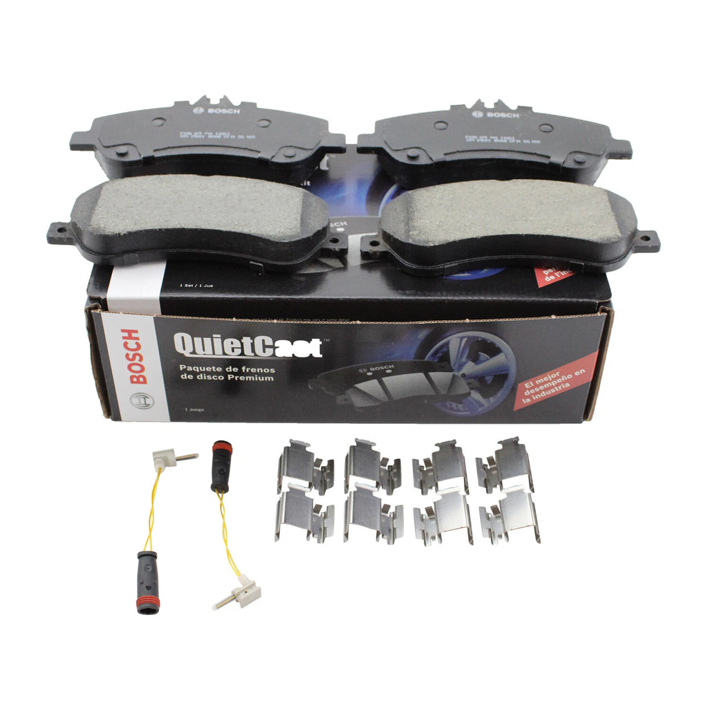 Set of 4 Bosch QuietCast Front Ceramic Brake Pads & Sensor for MB W204 (2009–2016)