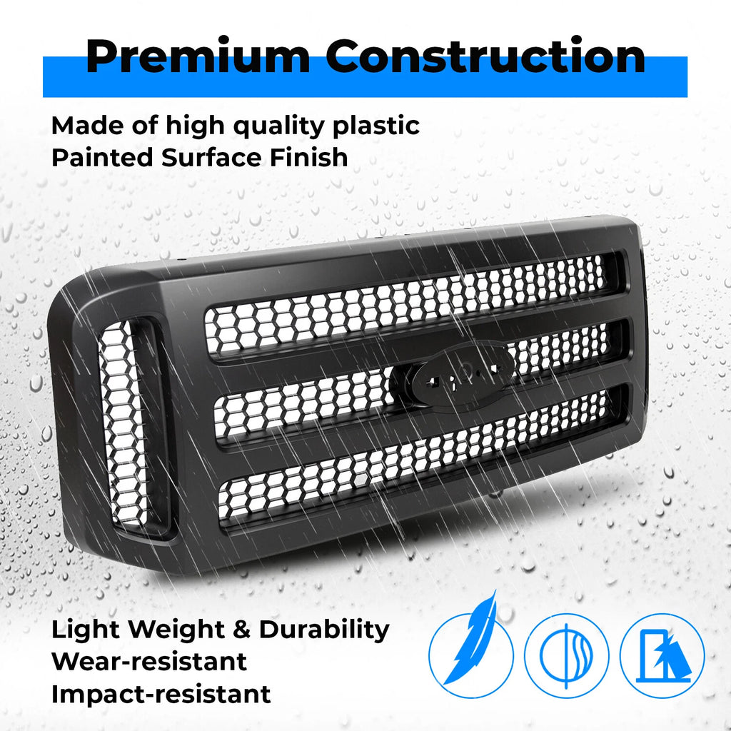Grille Assembly for Ford F250 F350 Super Duty (2005–2007) Black Painted