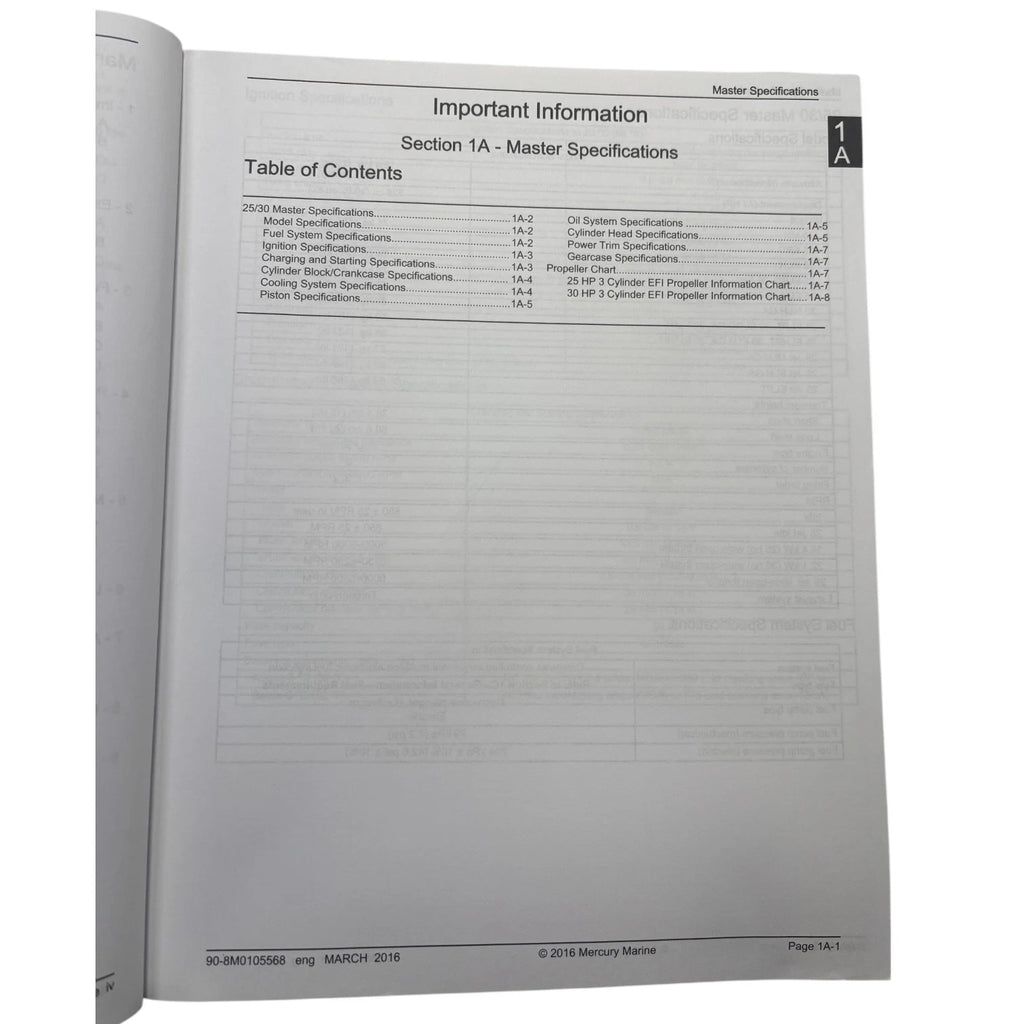 Service Manual for Mercury 25/30 EFI & 25 EFI Jet (2016) 90-8M0105568
