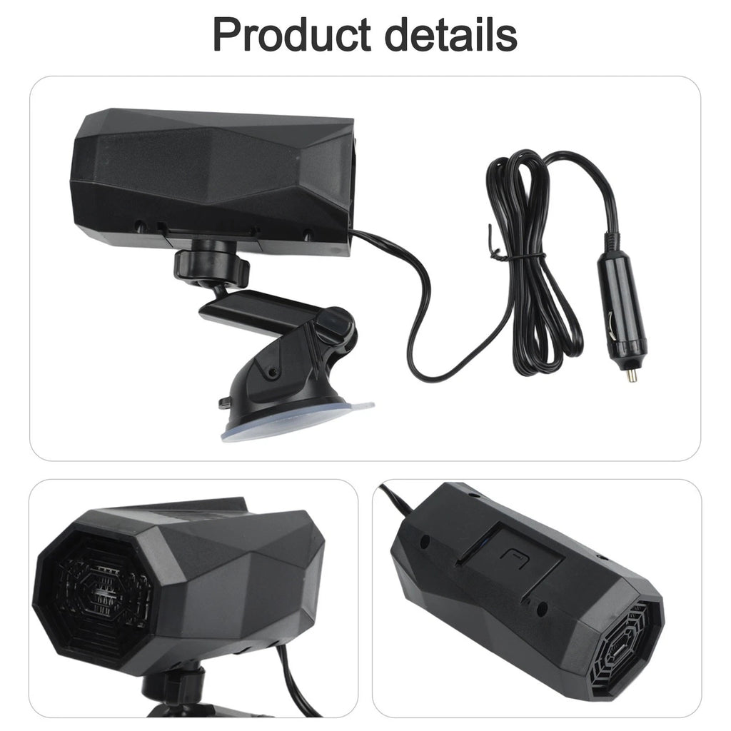 12V 150W Portable Car Heater with Suction Holder for Windshield Defogger
