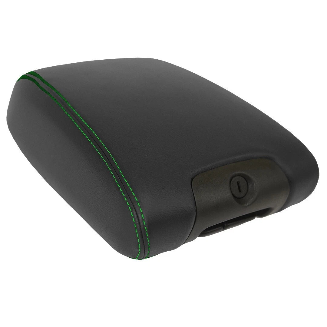 Leather Console Armrest Cover for Jeep Wrangler (2011–2017) Green Stitch