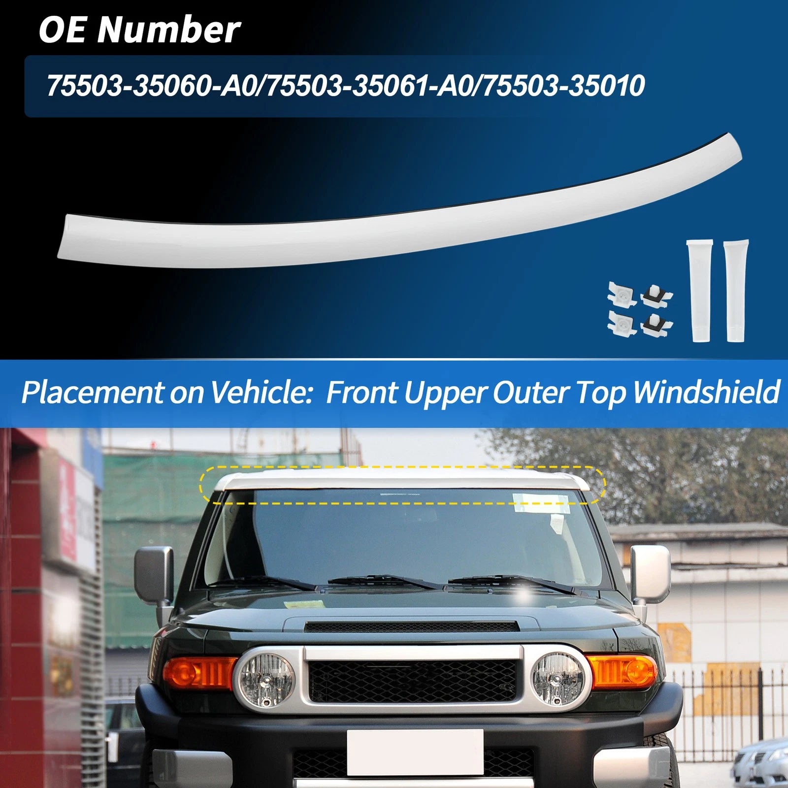 Front Upper Windshield Mould Panel Trim for Toyota FJ Cruiser (2007–2014)