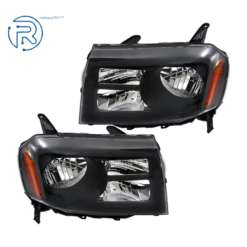 Set of 2 Halogen Headlights for Honda Pilot (2012–2015) Black Housing