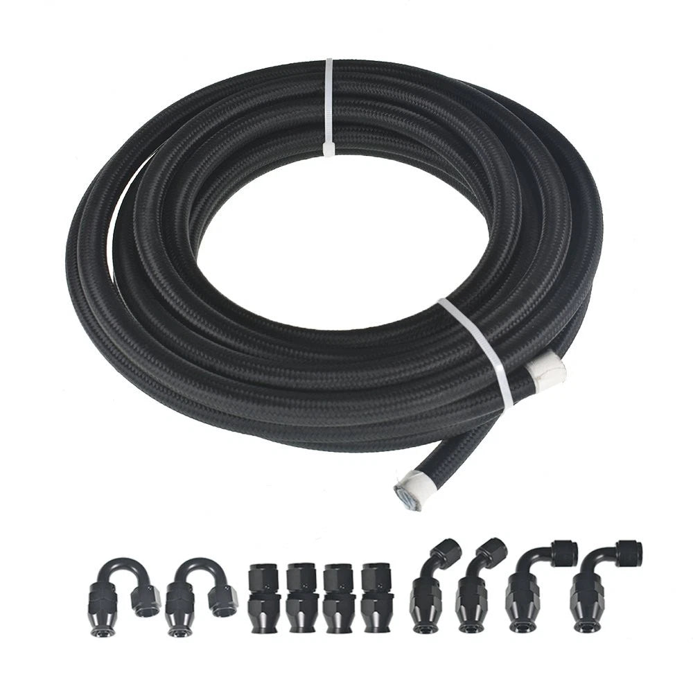 20FT Nylon E85 PTFE Fuel Line Hose Kit with 10 Fittings 8AN