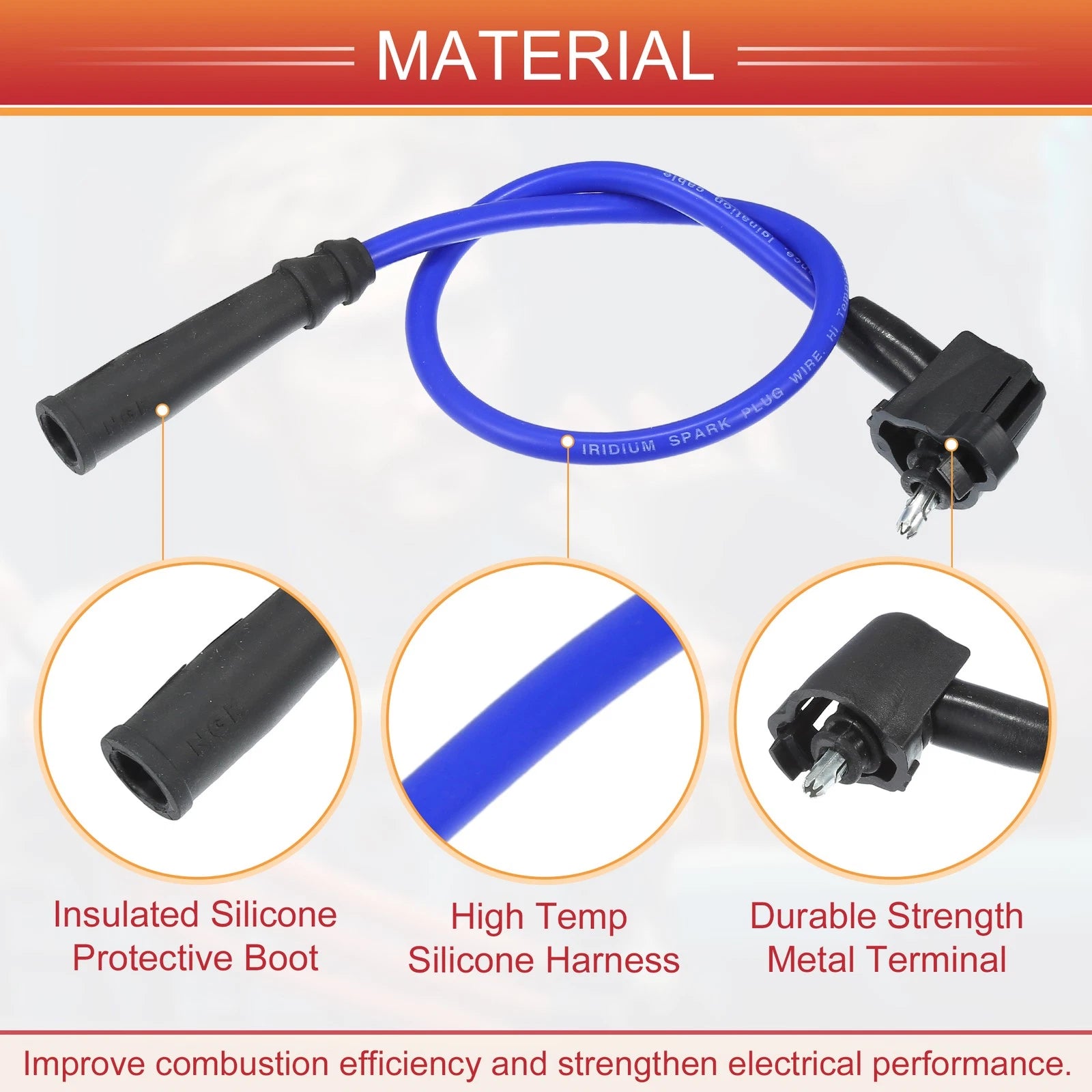5pcs Spark Plug Wire Ignition Coil Cable No. 9091921553 for Toyota 4Runner (1994–1995)