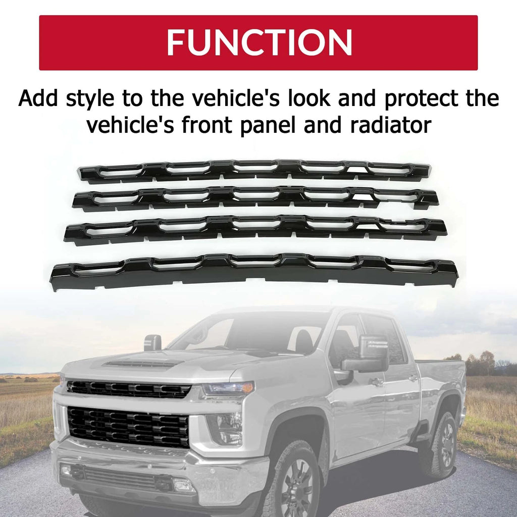 Gloss Black Grille Insert Overlay for Chevy Silverado 2500HD 3500 HD (2020–2023)