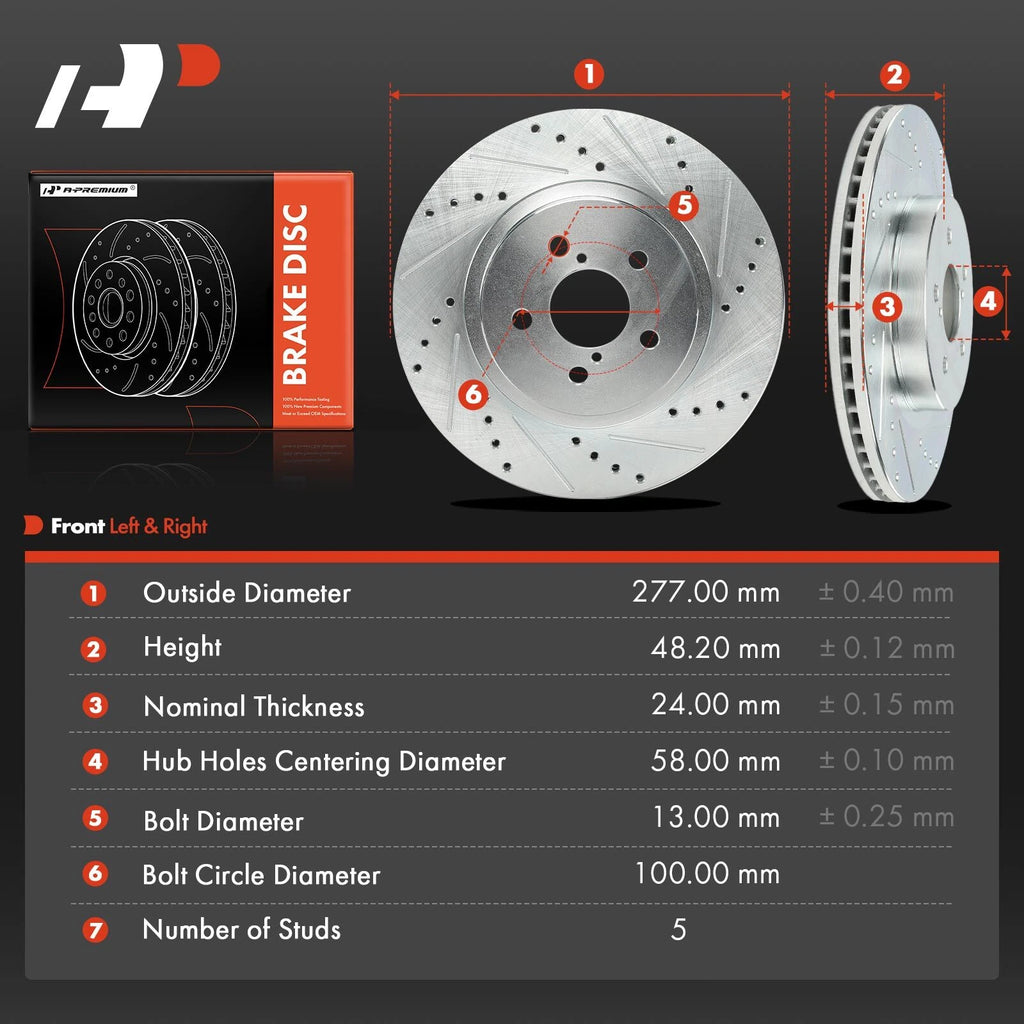 Front Side Drilled Brake Rotors for Subaru Impreza (2017-2023)