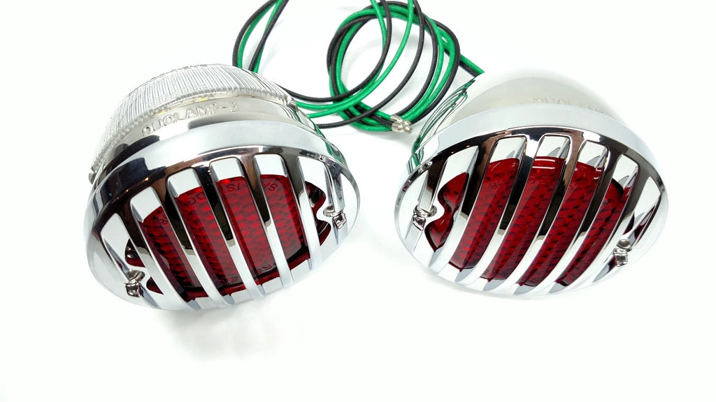 LED Tail Lights Chrome Bezel Set for 1933–1936 Ford Hot Rod Cars (12V)