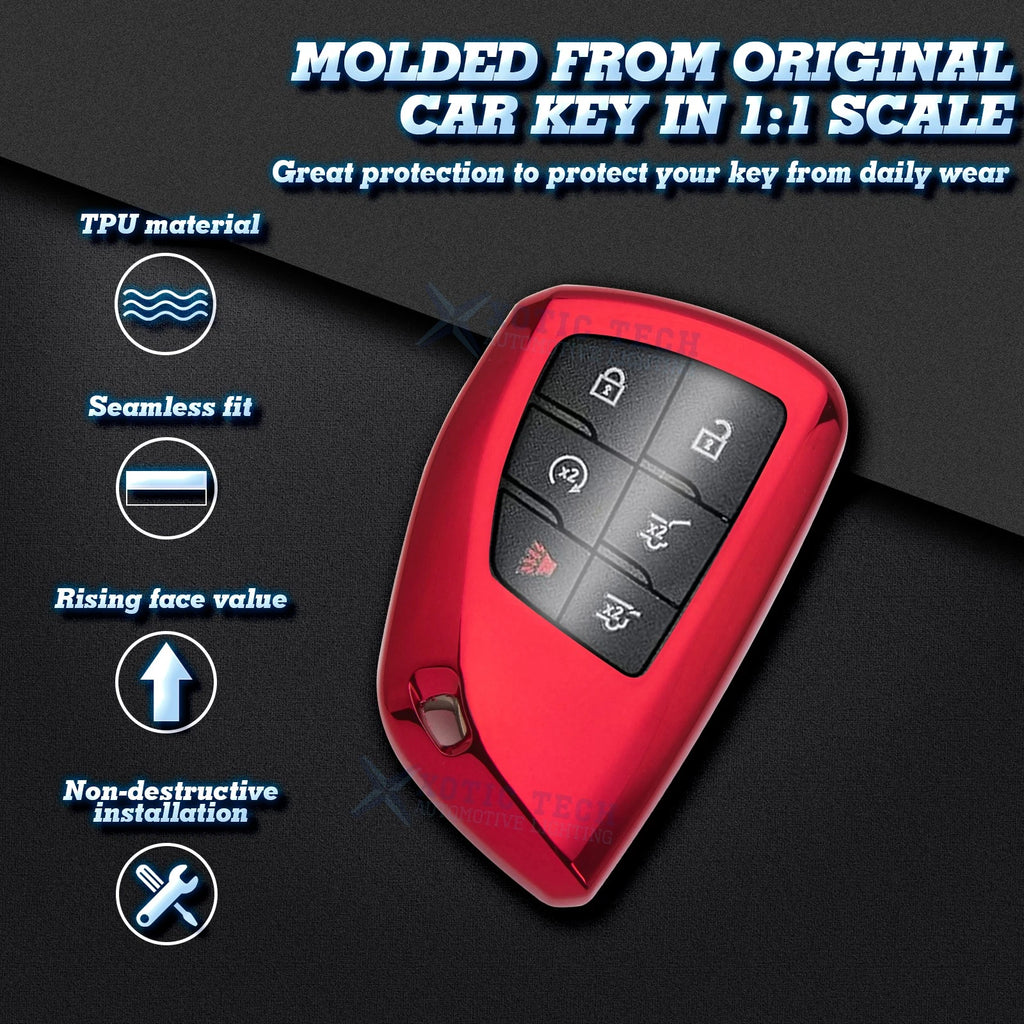 2-Pack Red Soft TPU Key Fob Protector Case for Chevrolet (2015-2025)