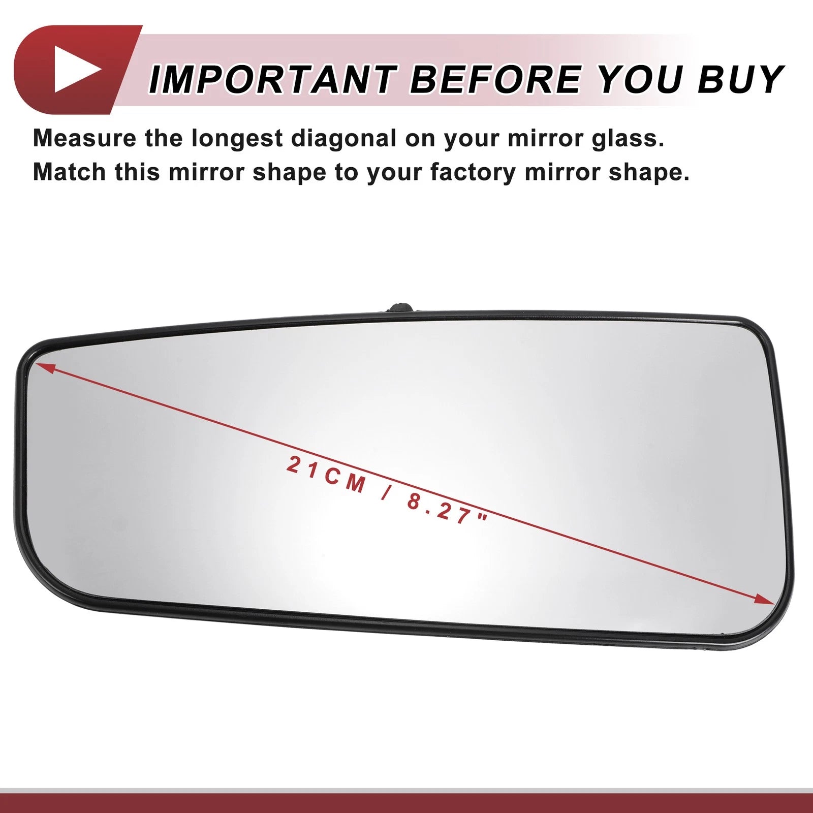 Left Driver Side Mirror Glass Replacement for Ford F150 (Non-Heated)