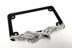 Metal License Plate Frame Black Chrome American Eagle for Harley Touring (1996–2023)