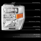 OE Style Chrome/Clear Headlight for Ford E150-E750 (2008–2021) - Driver Left