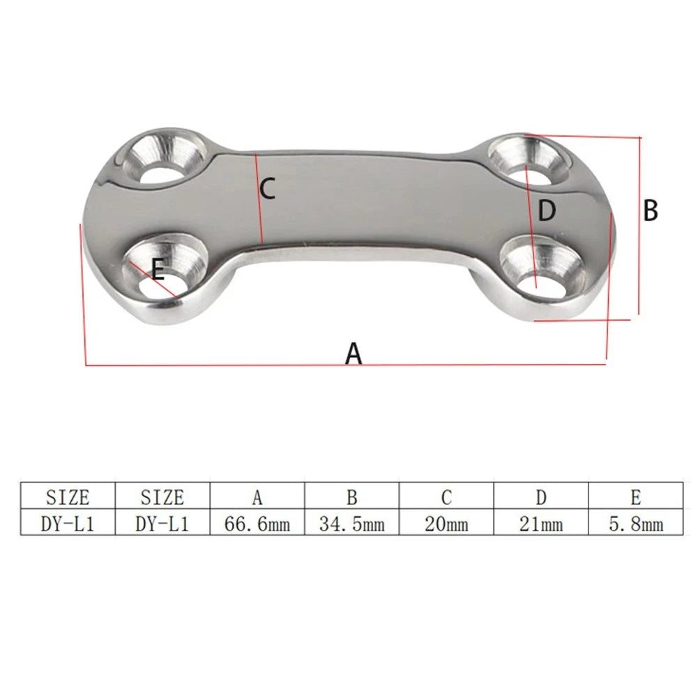 Set of 4 Heavy Duty Stainless Steel Pad Eye Plates for Marine Use