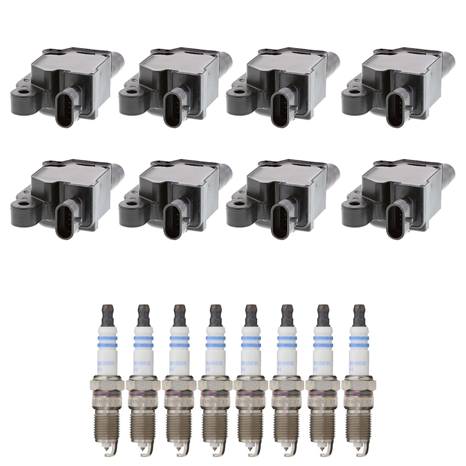 Set of 8 Ignition Coils & Bosch Iridium Spark Plugs for Trailblazer Yukon (2002–2009)