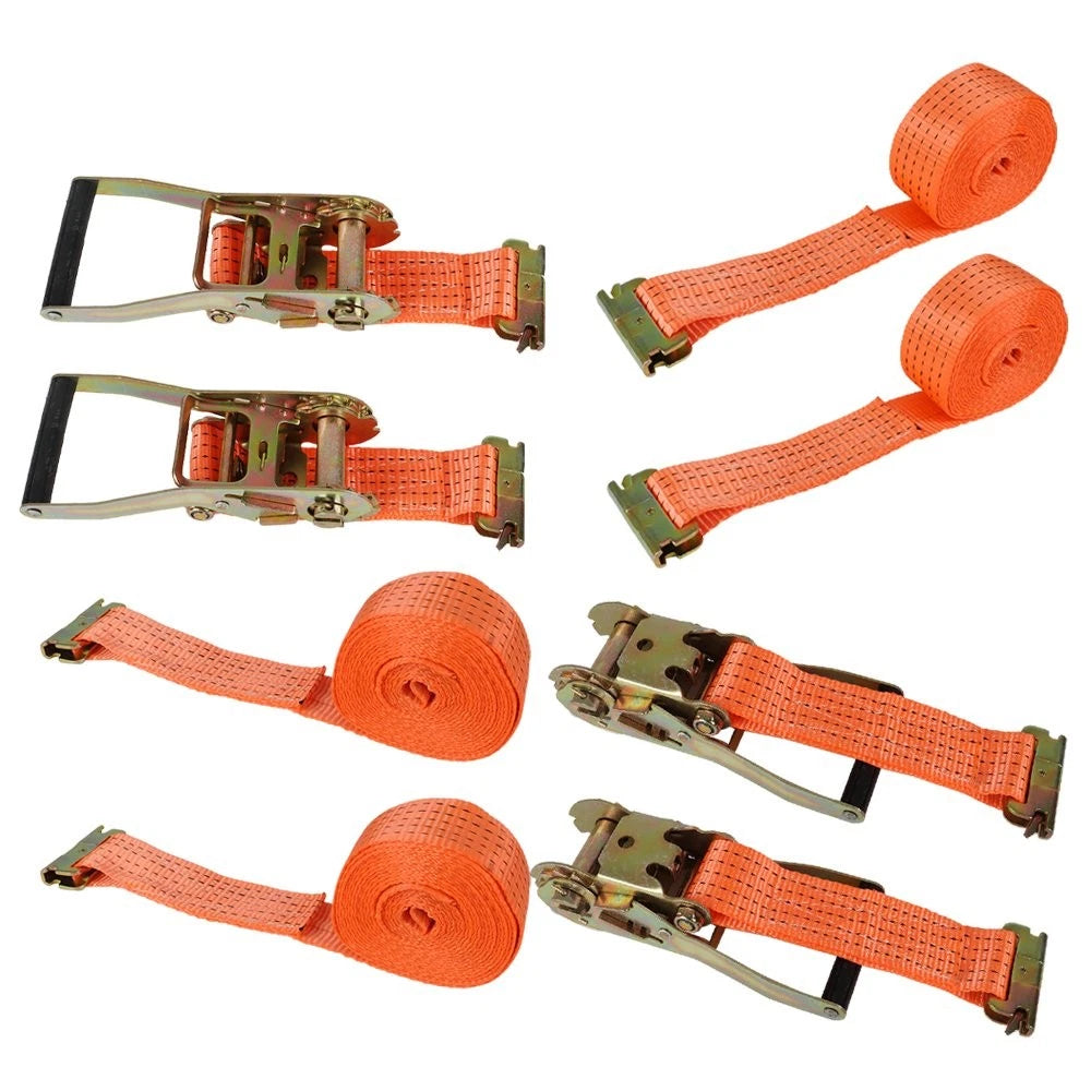 Set of 4 E Track Ratchet Tie Down Straps for Truck Enclosed Cargo Van