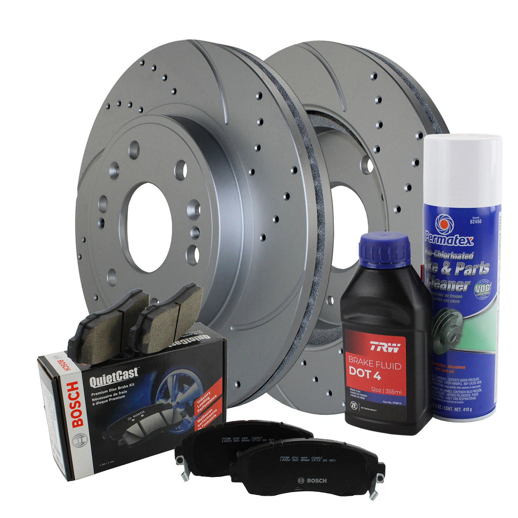 Front Brake Kit 330mm Drilled Rotors & Semi-Metallic Pads for Cadillac Chevy GMC