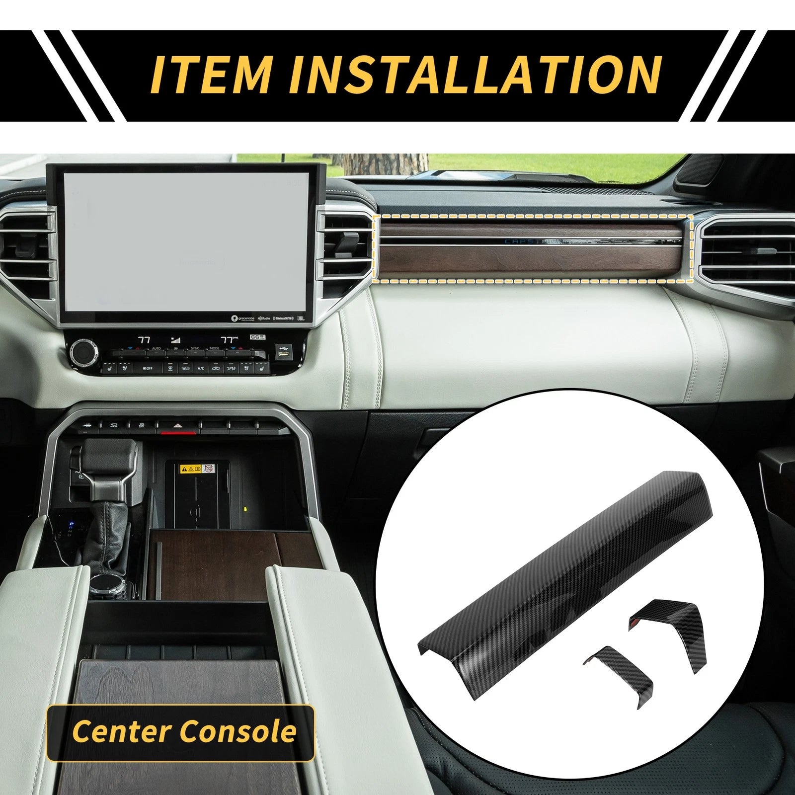 Set of 1 Carbon Fiber Pattern Instrument Strip Cover for Toyota Tundra (2022–2024)