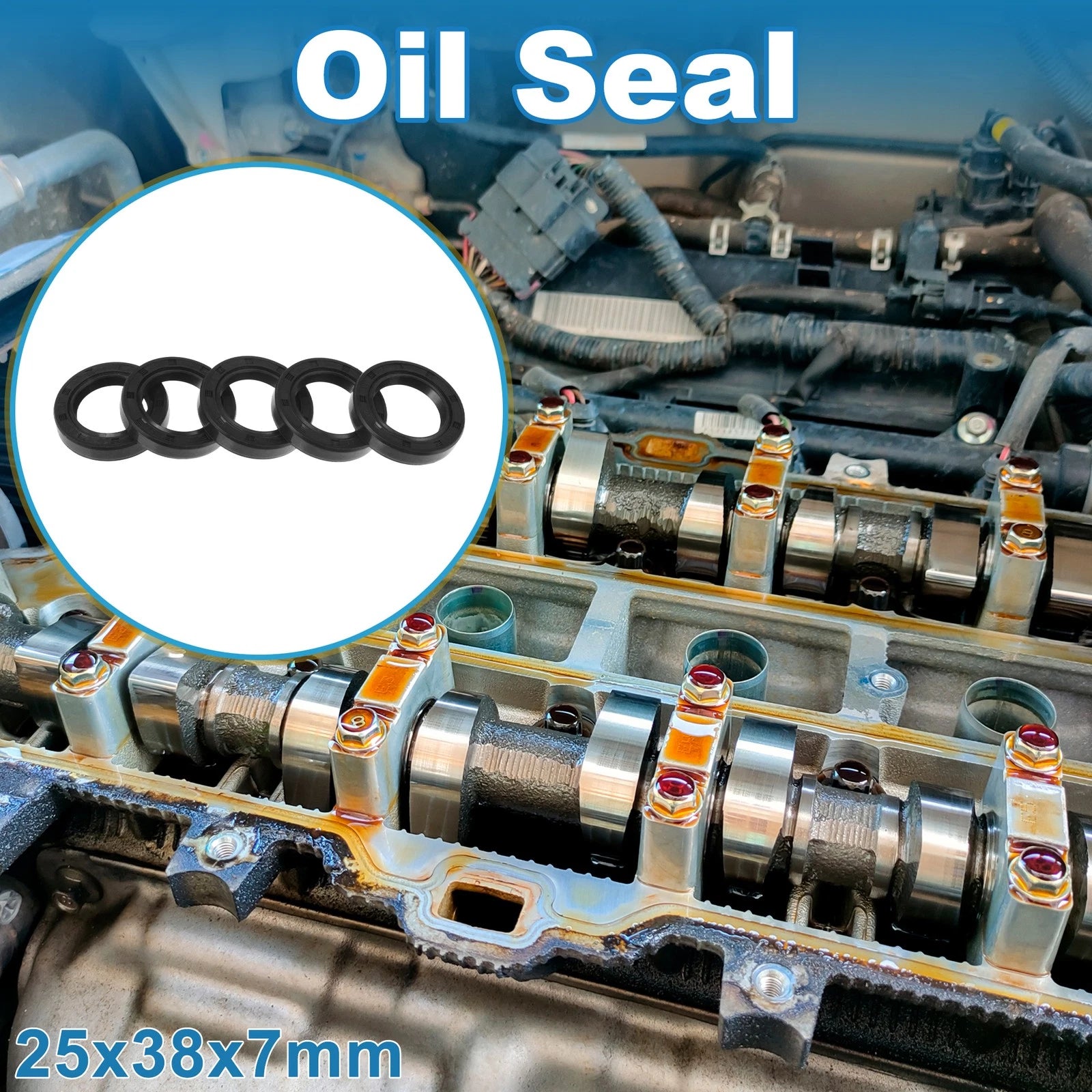 Set of 5 Oil Seal Rotary Shaft Seal 25x38x7mm for Various Models