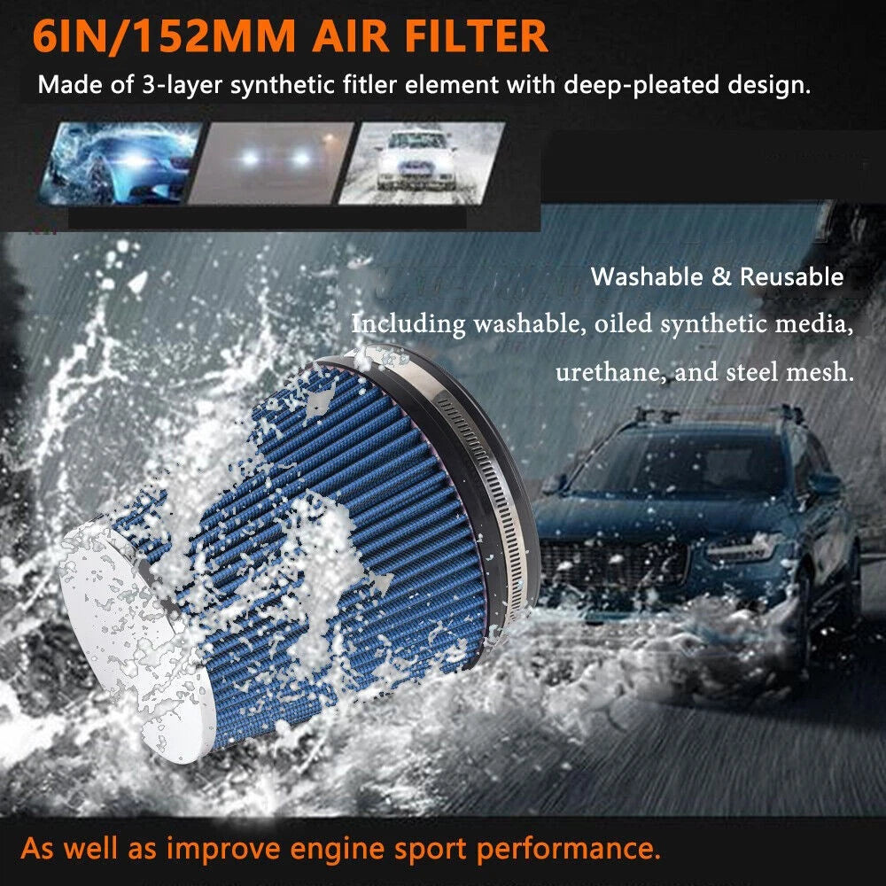 6" Air Intake Cone Filter for Truck (152mm Inlet)