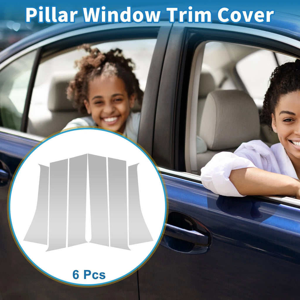 Set of 6 Door Pillar Window Trim for Mitsubishi Outlander (2011–2014) Silver Tone