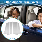 Set of 6 Door Pillar Window Trim for Mitsubishi Outlander (2011–2014) Silver Tone