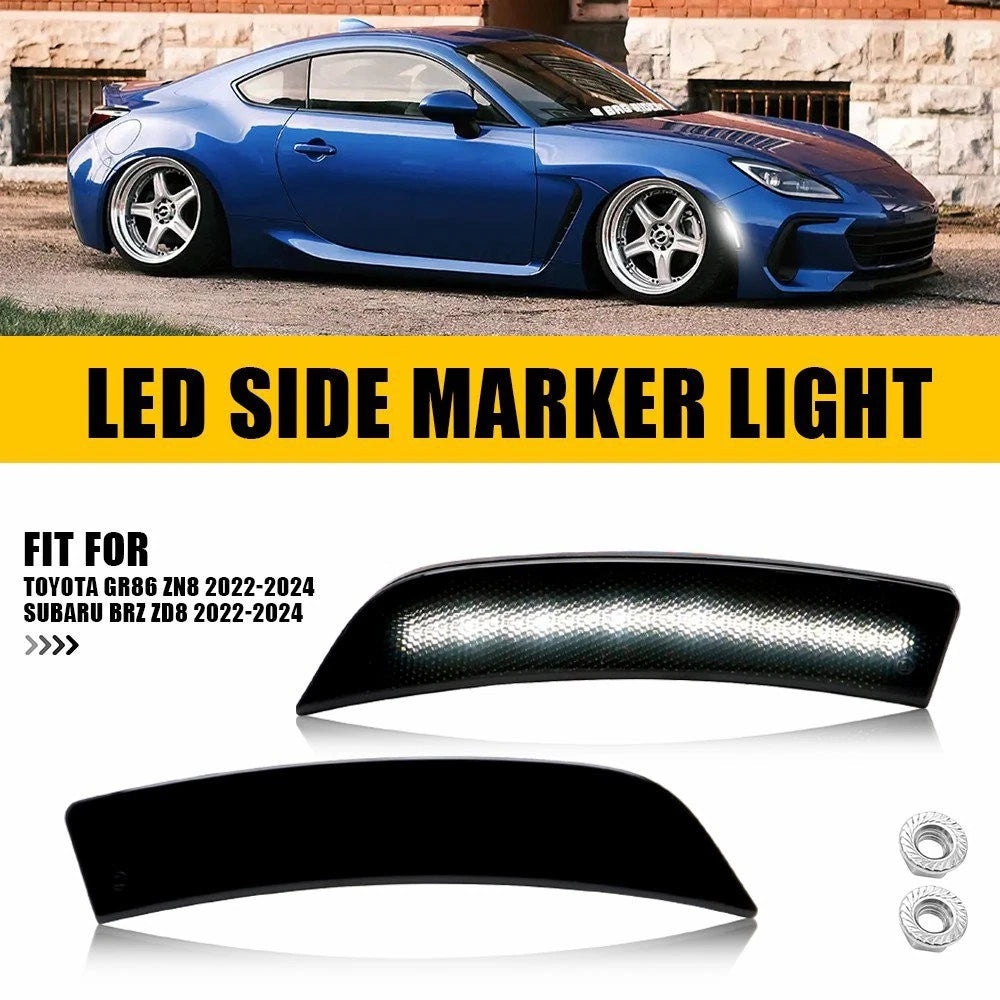 2X LED Side Marker Light Smoked Lens for Toyota GR86 ZN8 Subaru BRZ (2022–2024)