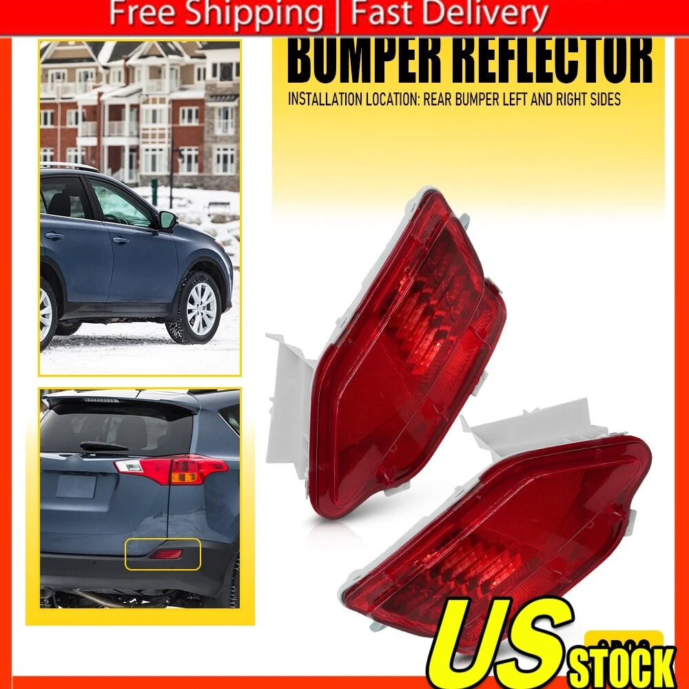 Set of 2 Rear Bumper Reflector Lights for Toyota RAV4 (2013–2015)