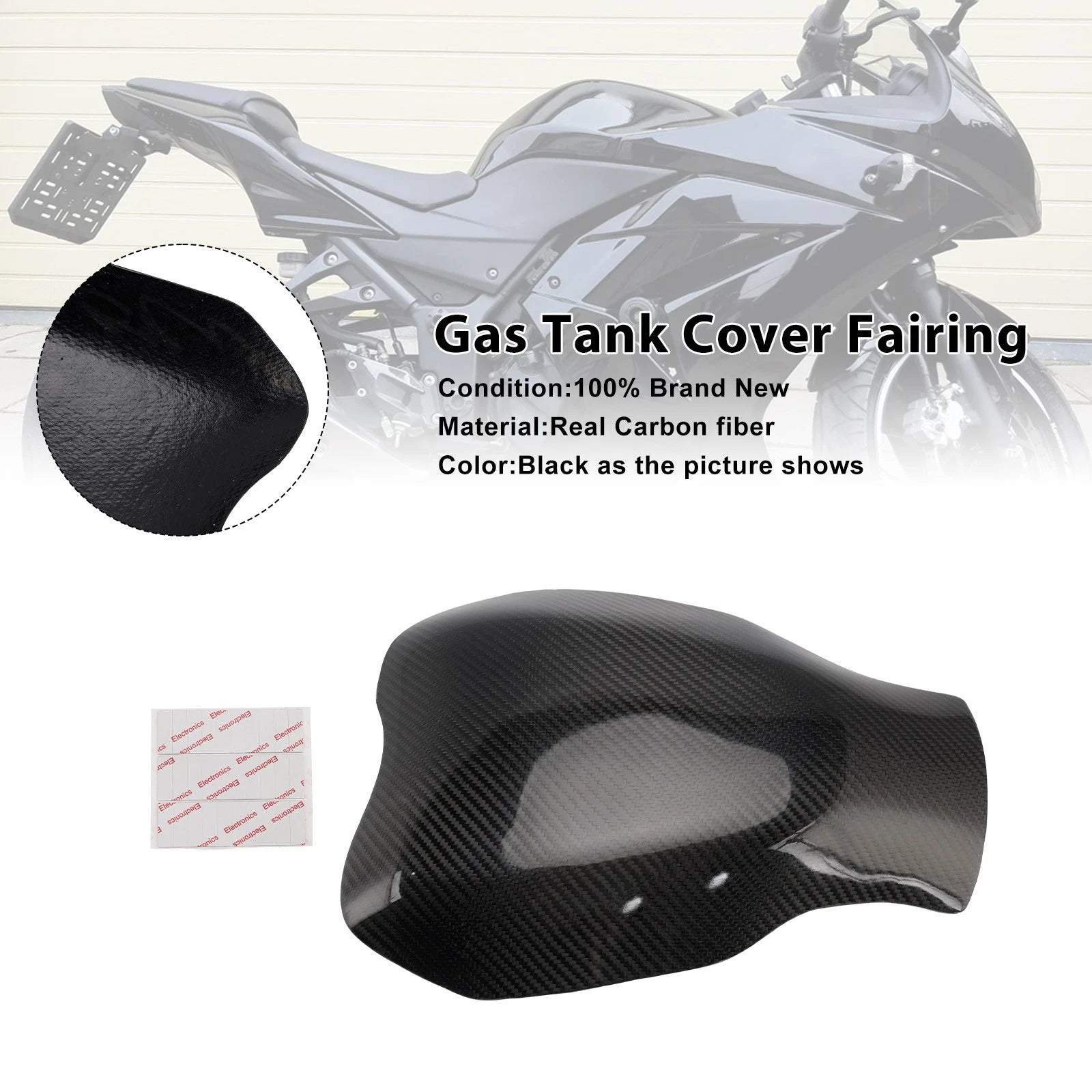 Carbon Fiber Tank Cover Fairing for Kawasaki Ninja 250 EX250 (2008–2012)