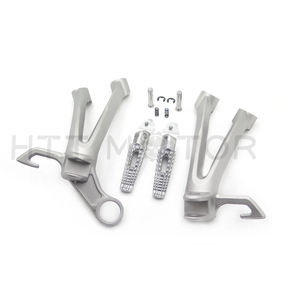 Set of 2 Silver Rear Foot Pegs Footrest Brackets for Suzuki GSXR 600 750 (2008–2010)
