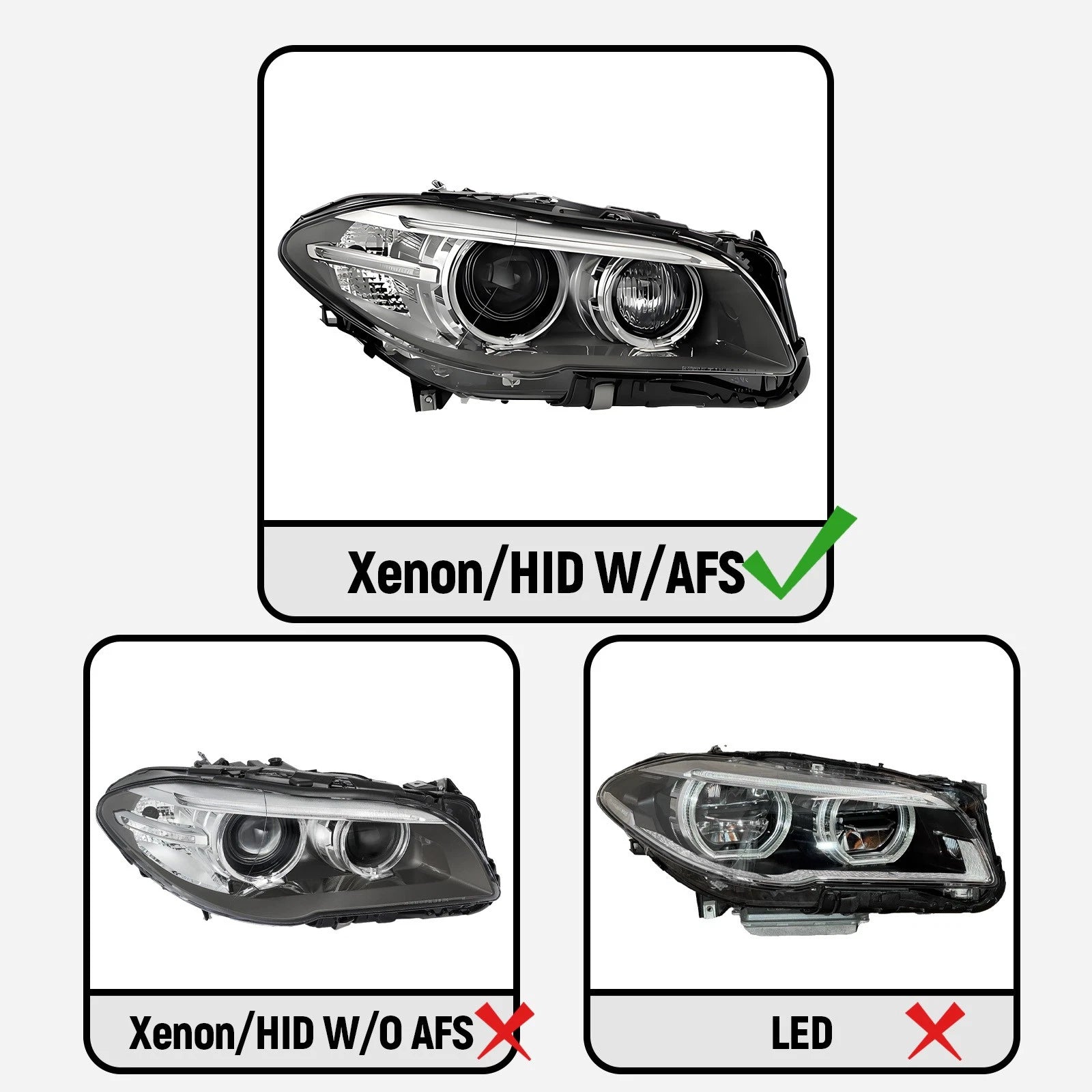 HID Xenon Headlights Pair for BMW F10 528i 535i 550i (2014–2016)
