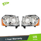 Set of 2 Chrome Headlights for Jeep Grand Cherokee (2008–2010)