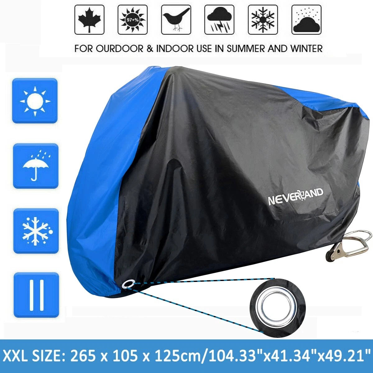 Motorcycle Cover Waterproof Snow Dust Protection Universal M~XXXXL