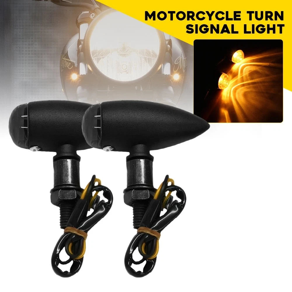 2X Black Amber Turn Signal Blinker Light for Motorcycle