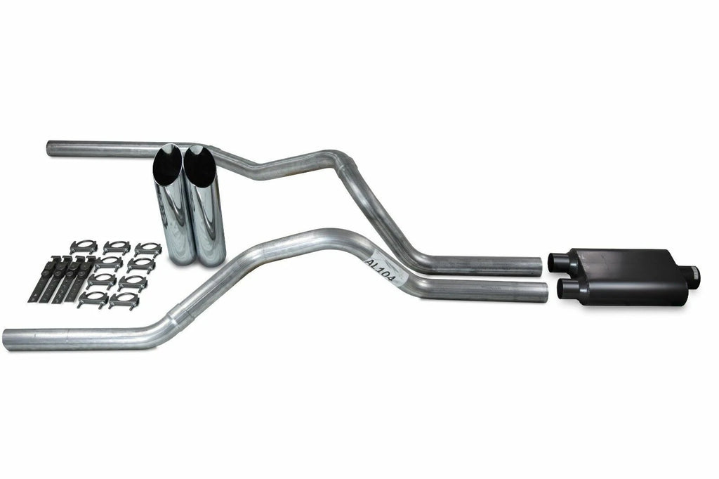 2.5" Dual Exhaust Kit for Ford F150 (2021–2025) - 2 Chamber Muffler, Slash Tips