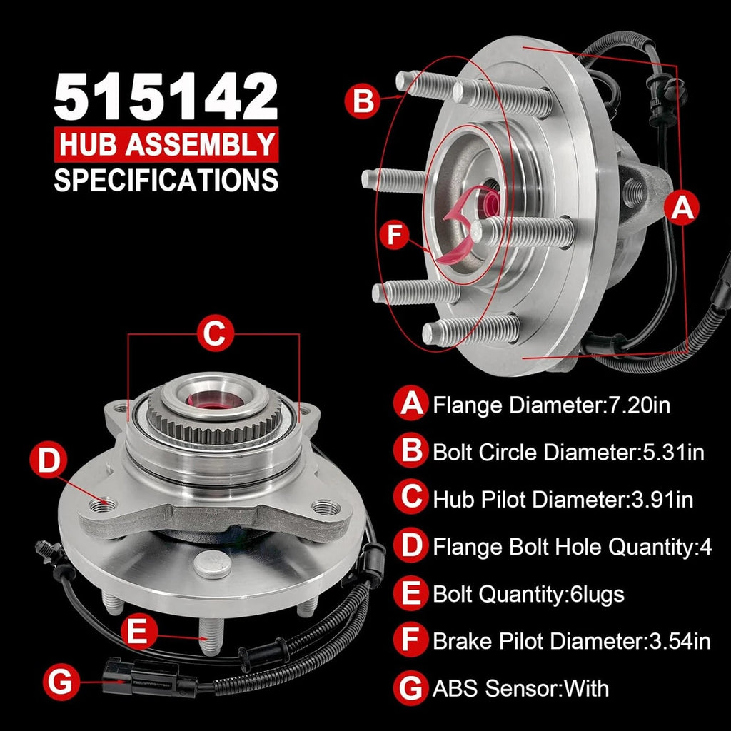 2X Front Wheel Bearing Hubs 515142 for Lincoln Navigator (2011–2014)