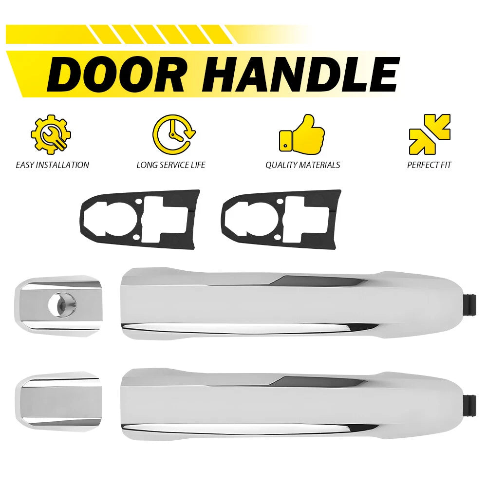 Set of 4 Chrome Exterior Door Handles for Chevy Silverado 1500 (2014–2021)