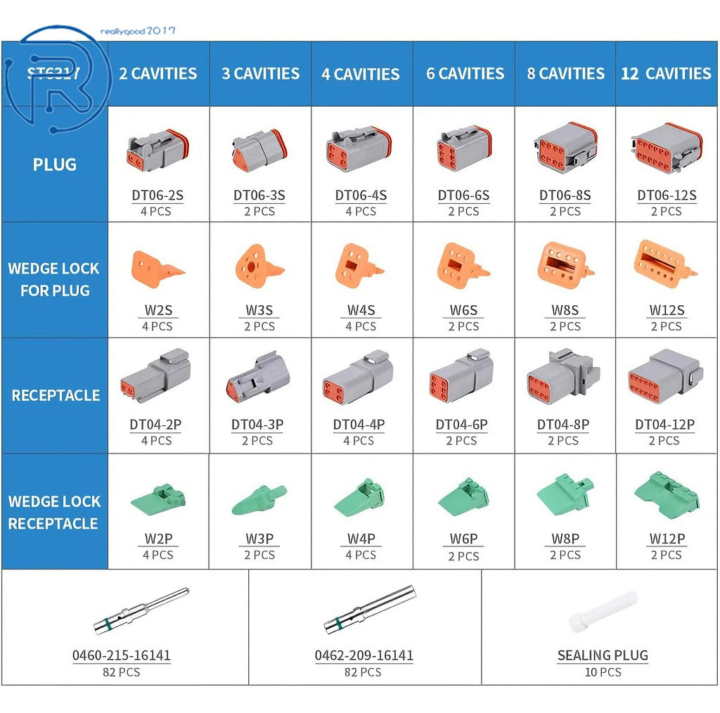 Set of 12 12-Pin Connectors with Solid Terminals for Automotive Use