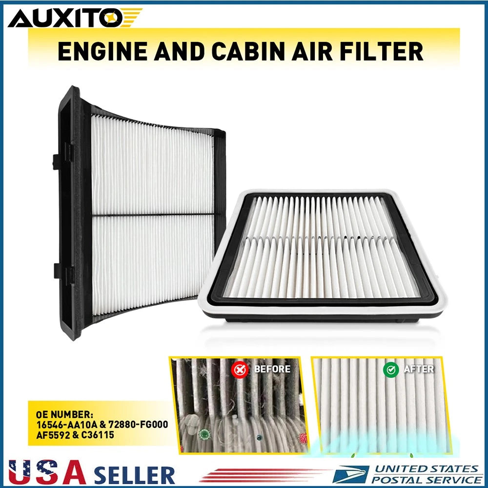 Set of 2 Engine & Cabin Air Filters for Subaru Forester WRX Impreza XV Crosstrek (2009–2018)
