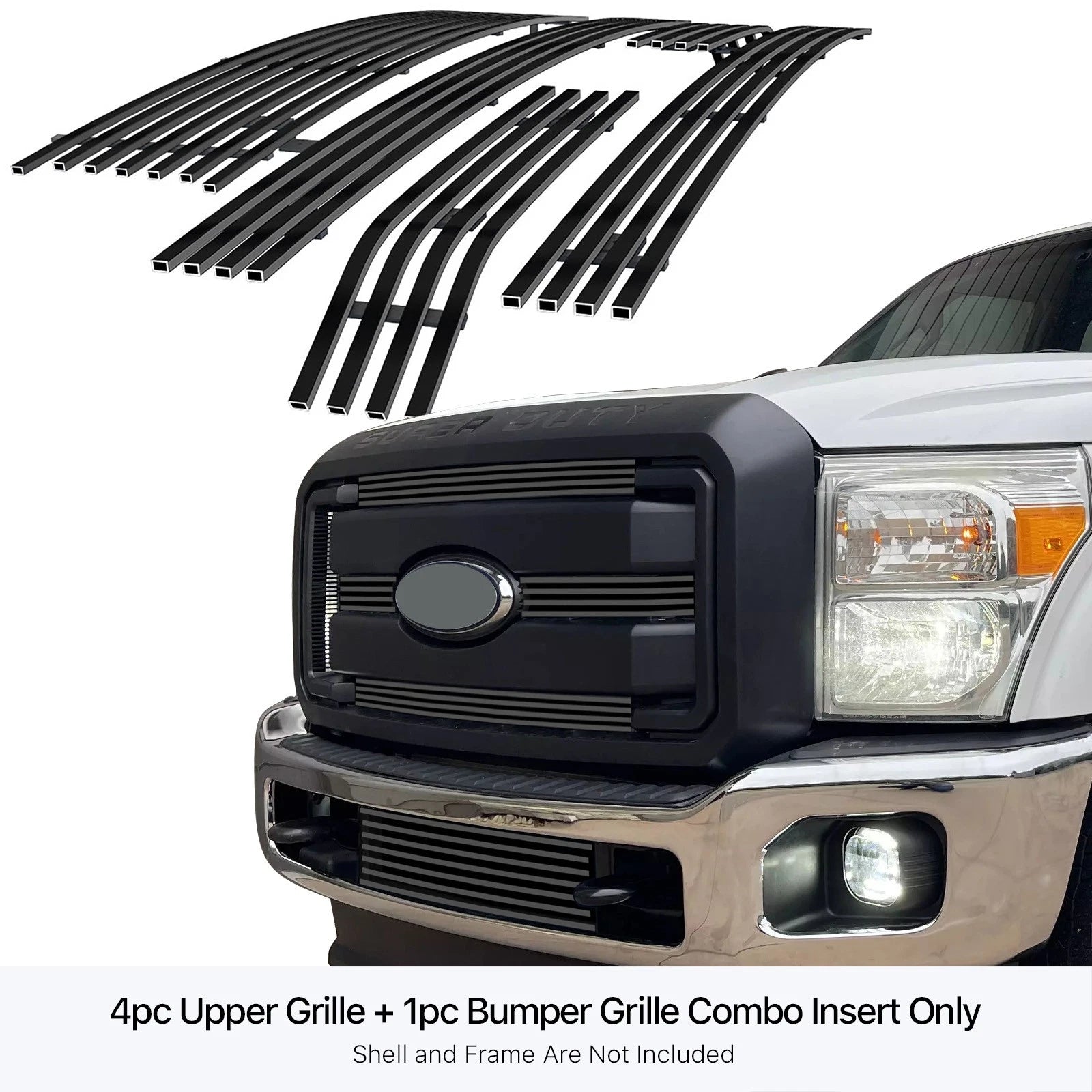 Black Billet Grille Insert Combo for Ford F-250/F350 SD (2011-2016)