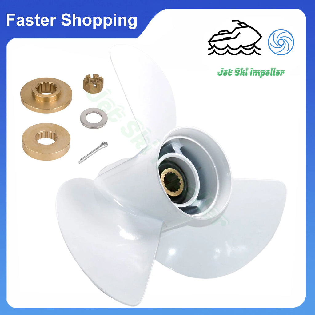 Boat Propeller 13 1/2x14-K for Yamaha Outboard 50-130HP (15 Spline) + Hardware Kit
