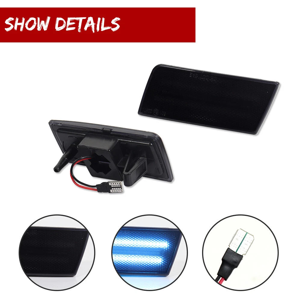 2X Smoked Ice Blue LED Front Side Marker Lights for Chrysler 300 (2005–2010)