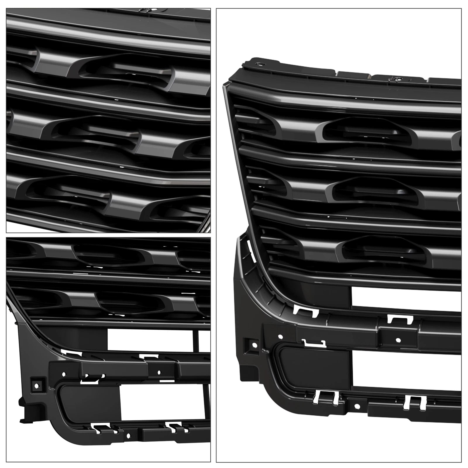 Front Bumper Upper Grille for Ford Explorer (2016–2017) Glossy Black